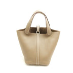 Hermes Picotin Lock PM Taurillon Clemence Handbag Etoupe Silver — view 3