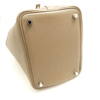 Hermes Picotin Lock PM Taurillon Clemence Handbag Etoupe Silver — view 6