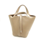 Hermes Picotin Lock PM Taurillon Clemence Handbag Etoupe Silver — view 2