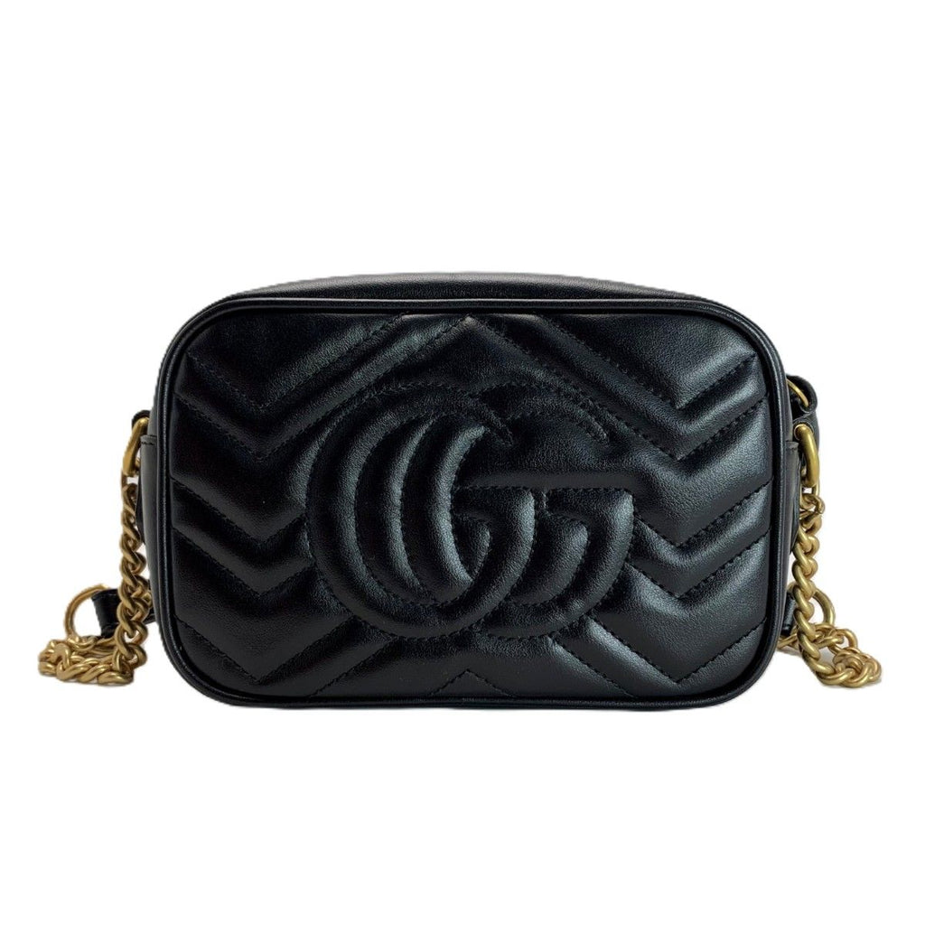 Gucci GG Marmont Chain Shoulder Bag Black Leather — view 2