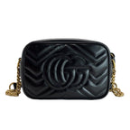 Gucci GG Marmont Chain Shoulder Bag Black Leather — view 2