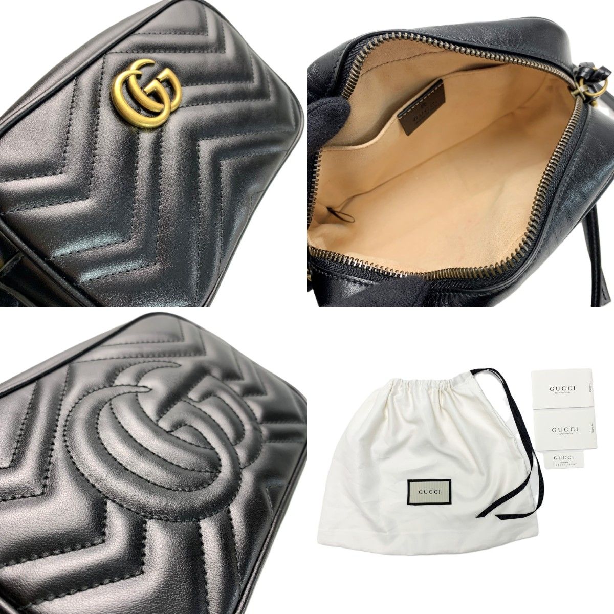 Gucci GG Marmont Chain Shoulder Bag Black Leather — view 6