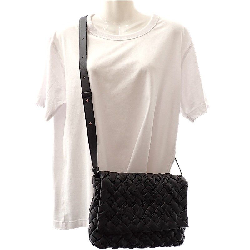Bottega Veneta Rumple Messenger Shoulder Bag Calf Black Silver — view 3