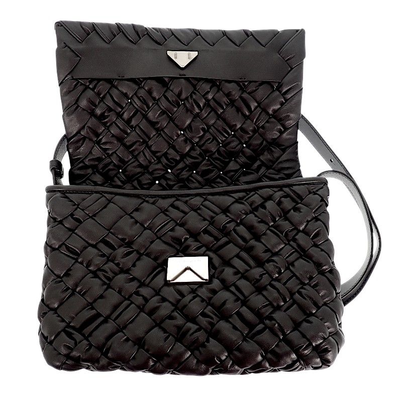 Bottega Veneta Rumple Messenger Shoulder Bag Calf Black Silver — view 8