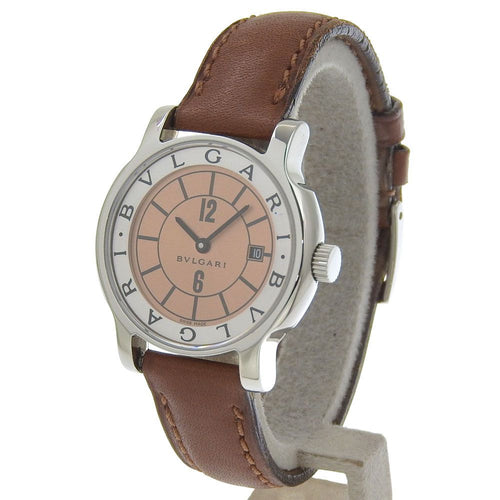 Bvlgari Solo Tempo Stainless Steel Leather Quartz Analog Display Blanc Dial — view 2