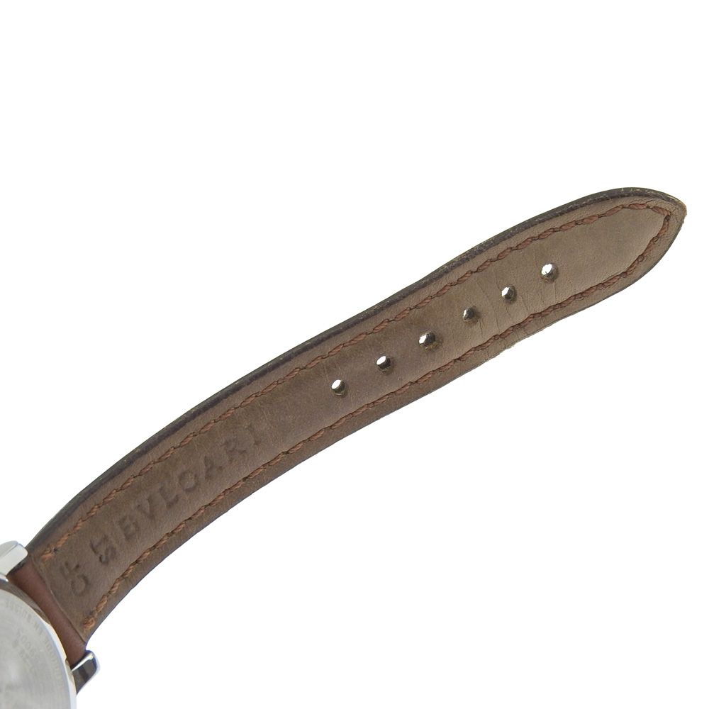 Bvlgari Solo Tempo Stainless Steel Leather Quartz Analog Display Blanc Dial — view 8