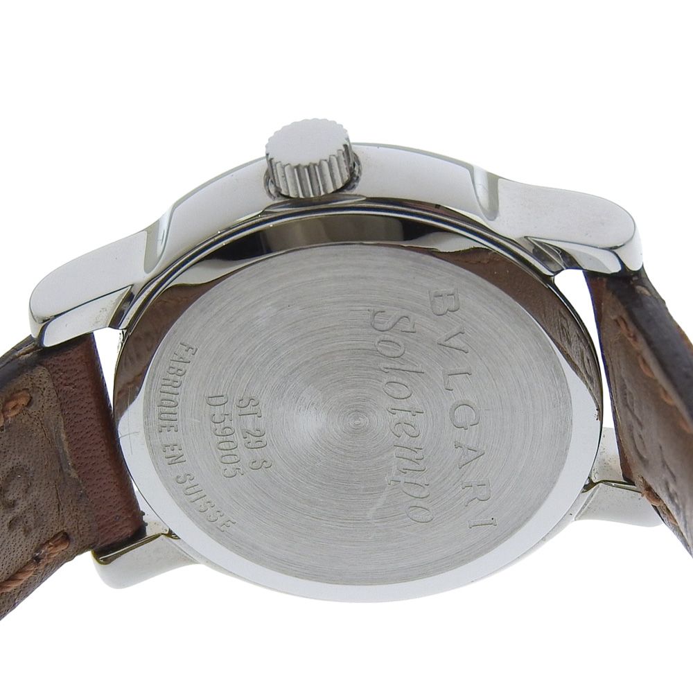 Bvlgari Solo Tempo Stainless Steel Leather Quartz Analog Display Blanc Dial — view 6