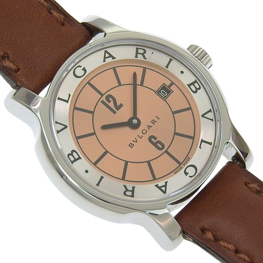 Bvlgari Solo Tempo Stainless Steel Leather Quartz Analog Display Blanc Dial — view 3