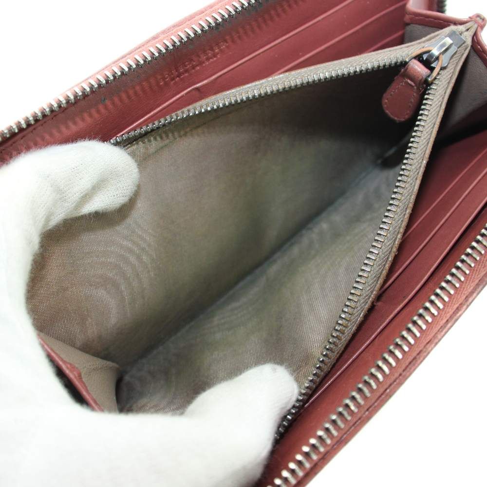 Bottega Veneta Intrecciato Wallet Leather Zip Around Logo Red — view 6
