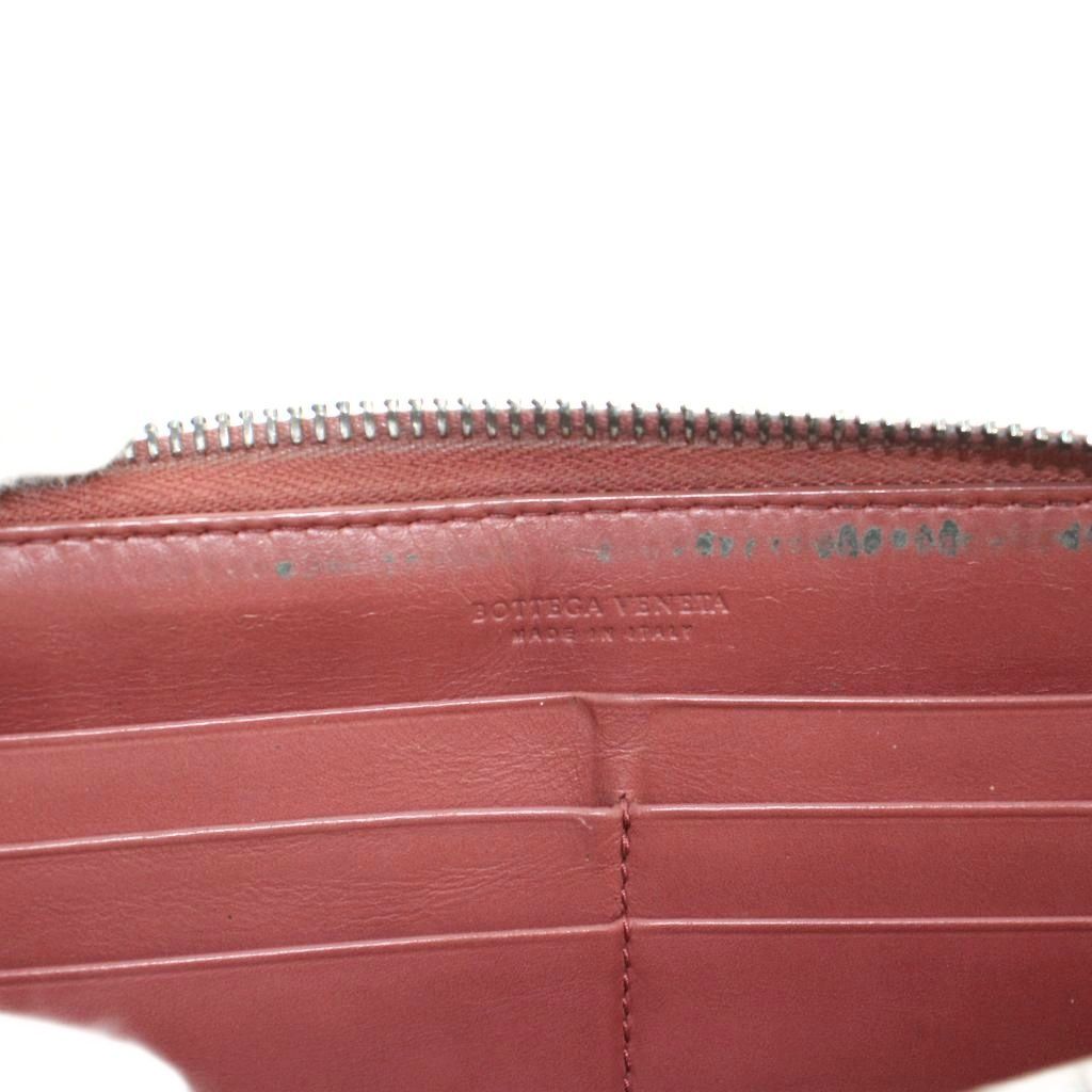 Bottega Veneta Intrecciato Wallet Leather Zip Around Logo Red — view 7