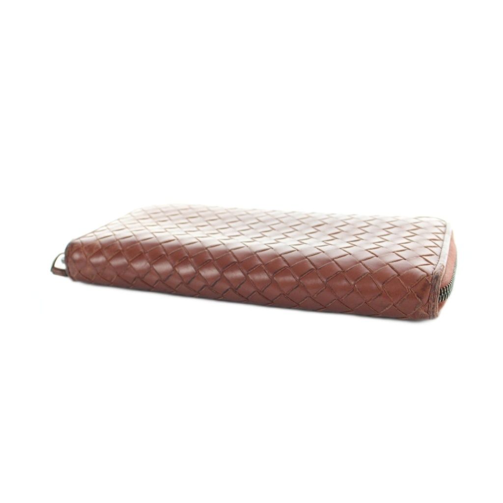Bottega Veneta Intrecciato Wallet Leather Zip Around Logo Red — view 3