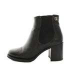 Chanel Side Gore Boots Short Leather CC Logo Vibram Sole 36c Black YT — view 2