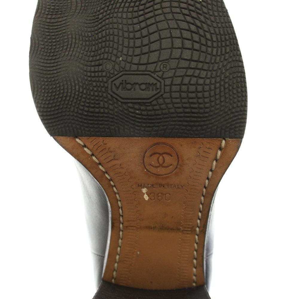 Chanel Side Gore Boots Short Leather CC Logo Vibram Sole 36c Black YT — view 4