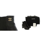 Chanel Side Gore Boots Short Leather CC Logo Vibram Sole 36c Black YT — view 7