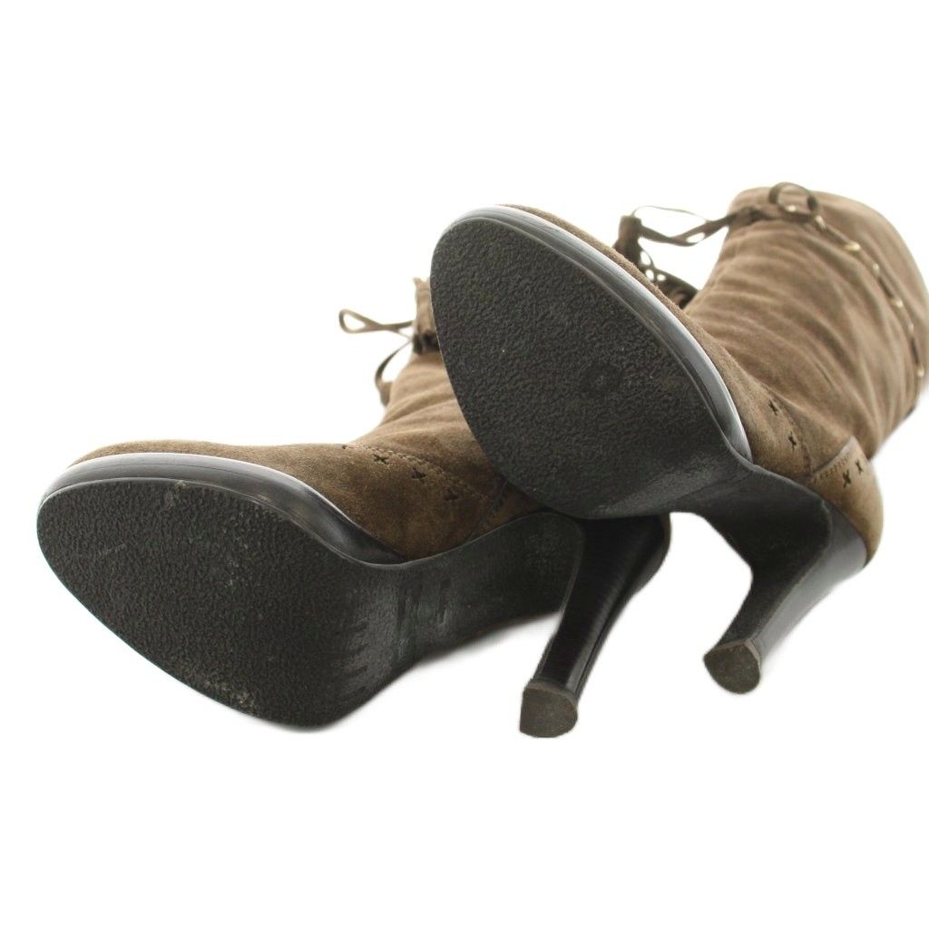 Saint Laurent Yves Long Boots Suede Tassel 35 Brown KU — view 4