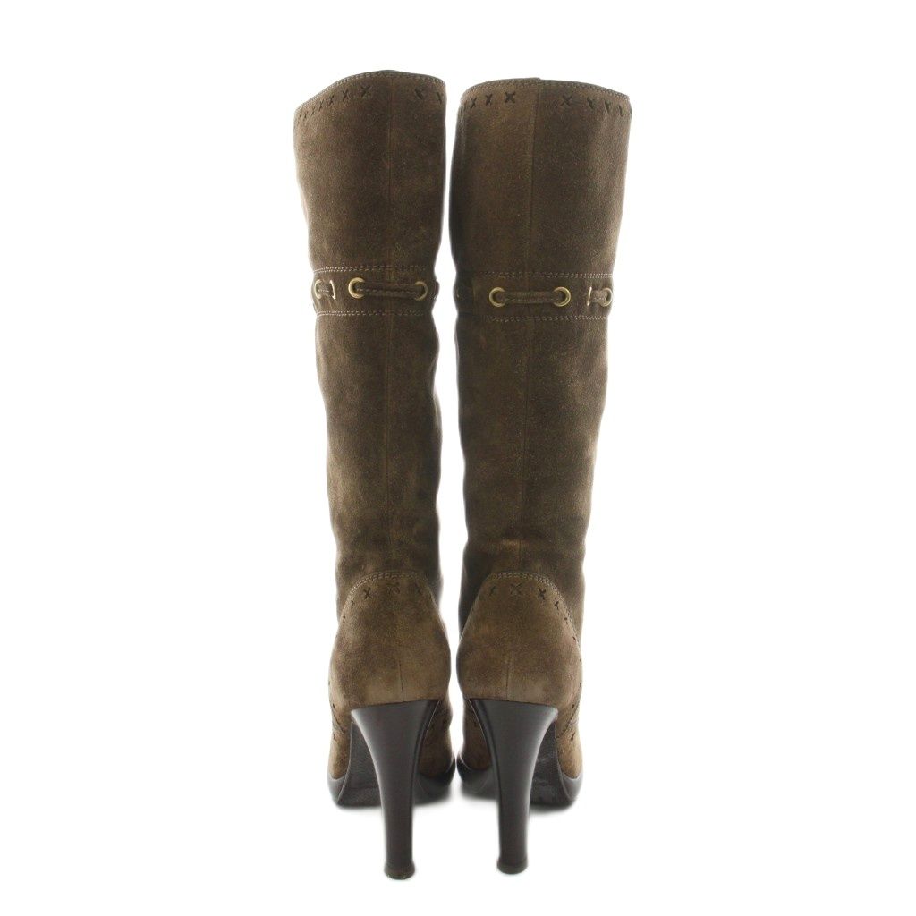 Saint Laurent Yves Long Boots Suede Tassel 35 Brown KU — view 3