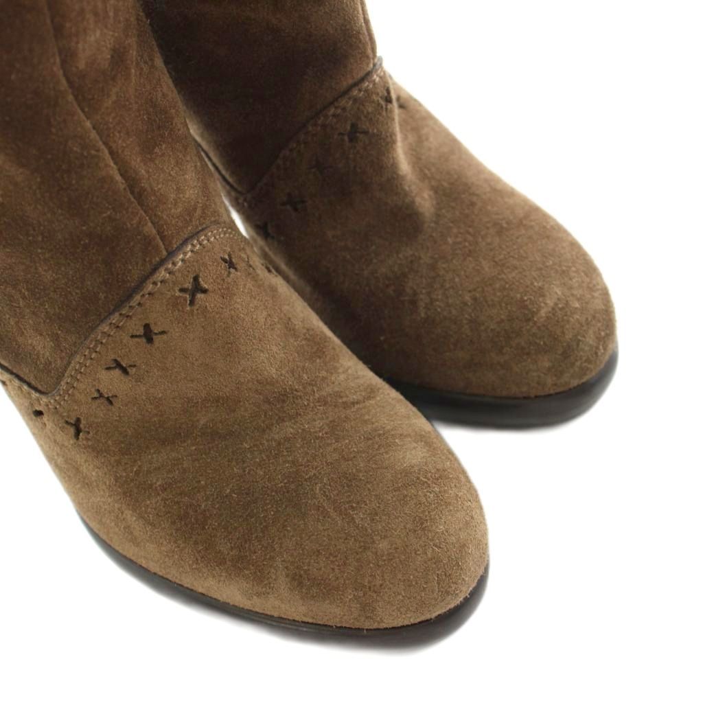 Saint Laurent Yves Long Boots Suede Tassel 35 Brown KU — view 6