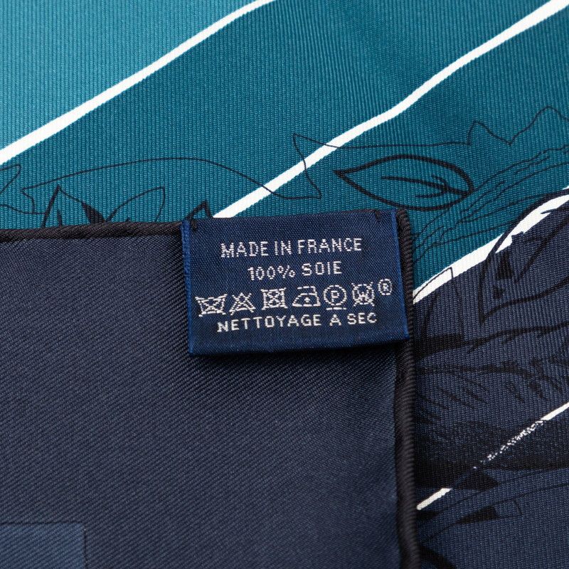 Hermes Carre 90 Jungle Love Scarf Large Green Navy Multicolor Silk — view 9