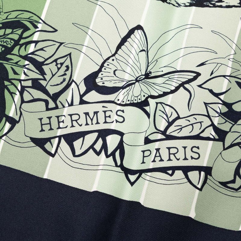 Hermes Carre 90 Jungle Love Scarf Large Green Navy Multicolor Silk — view 3