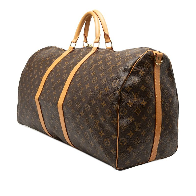 Louis Vuitton Monogram Keepall Bandouliere 60 Boston Bag 2-Way Brown Leather — view 2