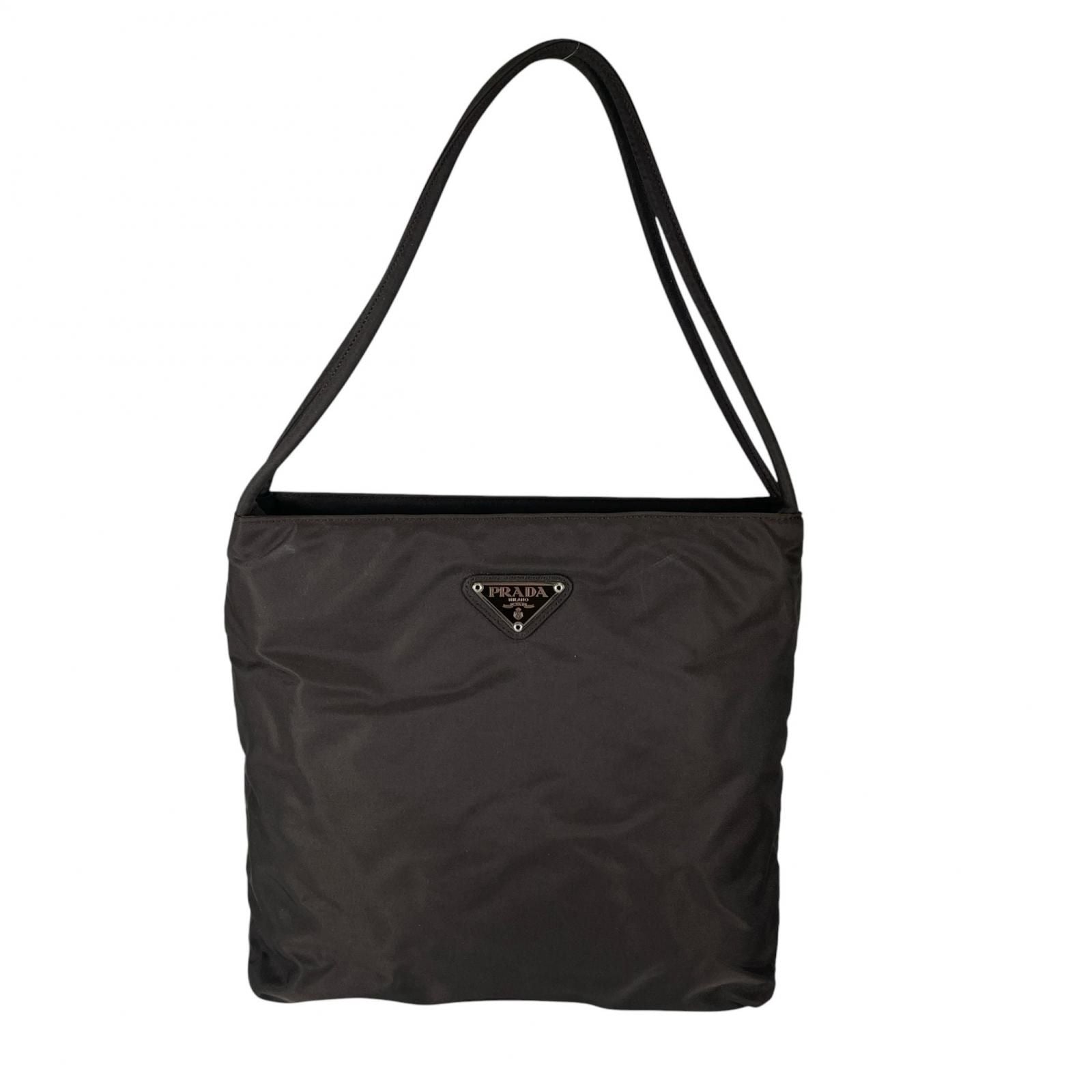 Prada Triangle Logo Handbag Nylon Gray