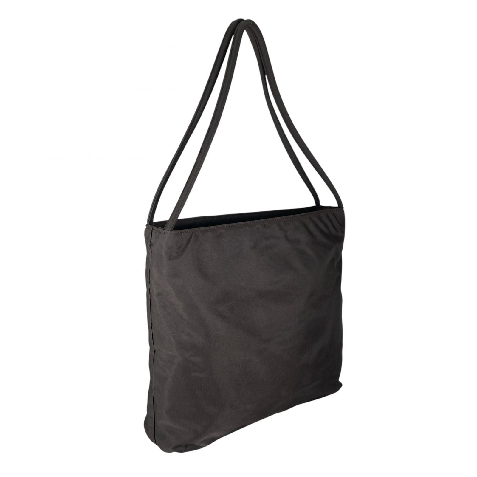 Prada Triangle Logo Handbag Nylon Gray — view 3