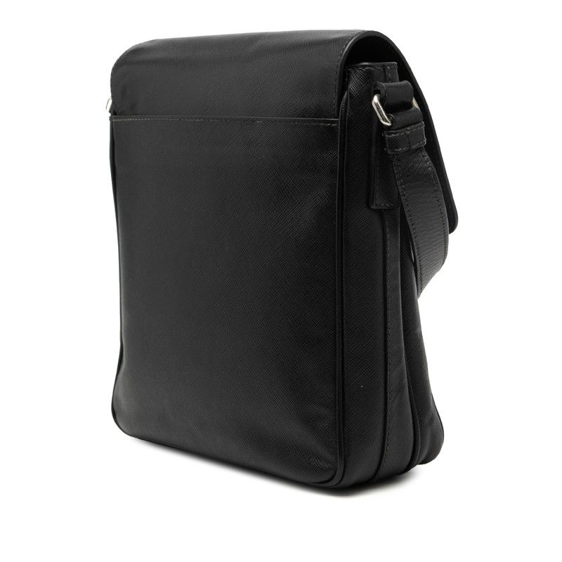 Prada Logo Shoulder Bag Black Saffiano Leather — view 2
