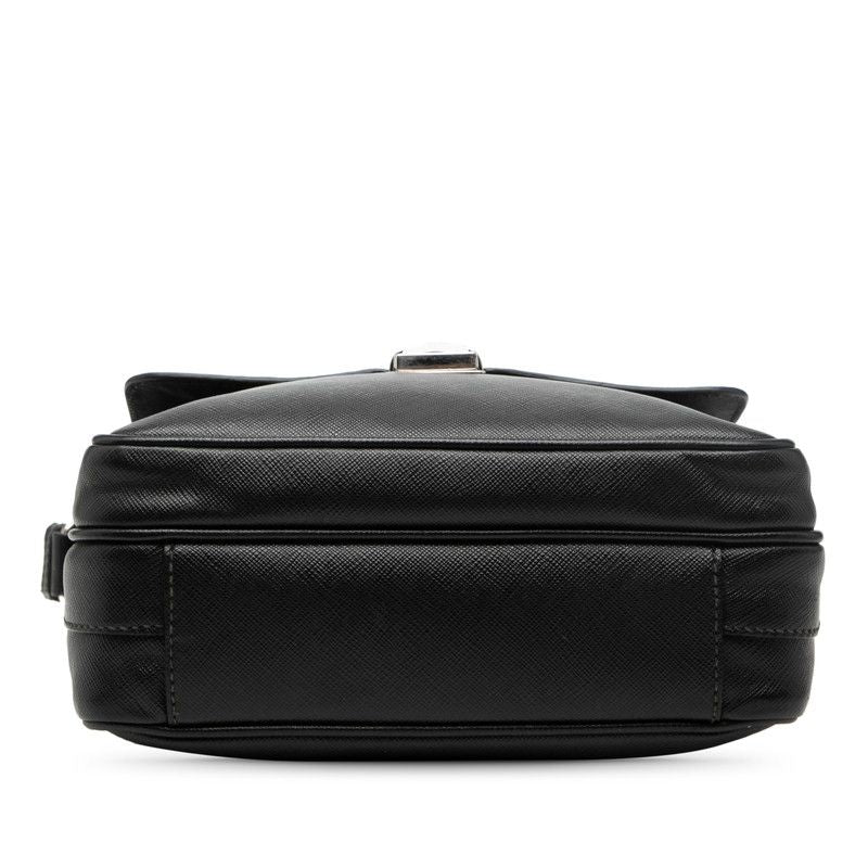 Prada Logo Shoulder Bag Black Saffiano Leather — view 3