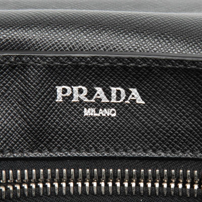 Prada Logo Shoulder Bag Black Saffiano Leather — view 5