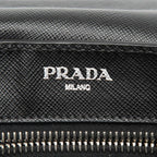 Prada Logo Shoulder Bag Black Saffiano Leather — view 5