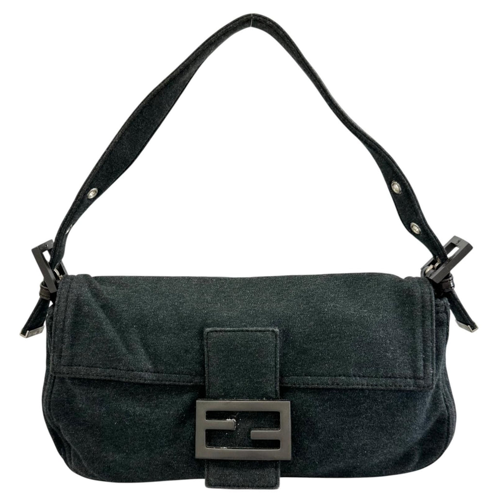 Fendi Mamma Baguette Shoulder Bag Cotton Dark Gray