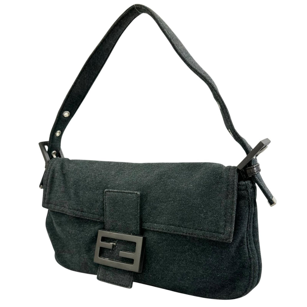 Fendi Mamma Baguette Shoulder Bag Cotton Dark Gray — view 2