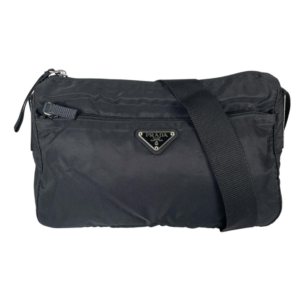 Prada Triangle Logo Shoulder Bag Nylon Black