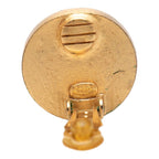 Chanel Logo Earrings Gold Beige Plated Leather — view 3