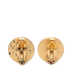 Chanel Logo Earrings Gold Beige Plated Leather — view 2