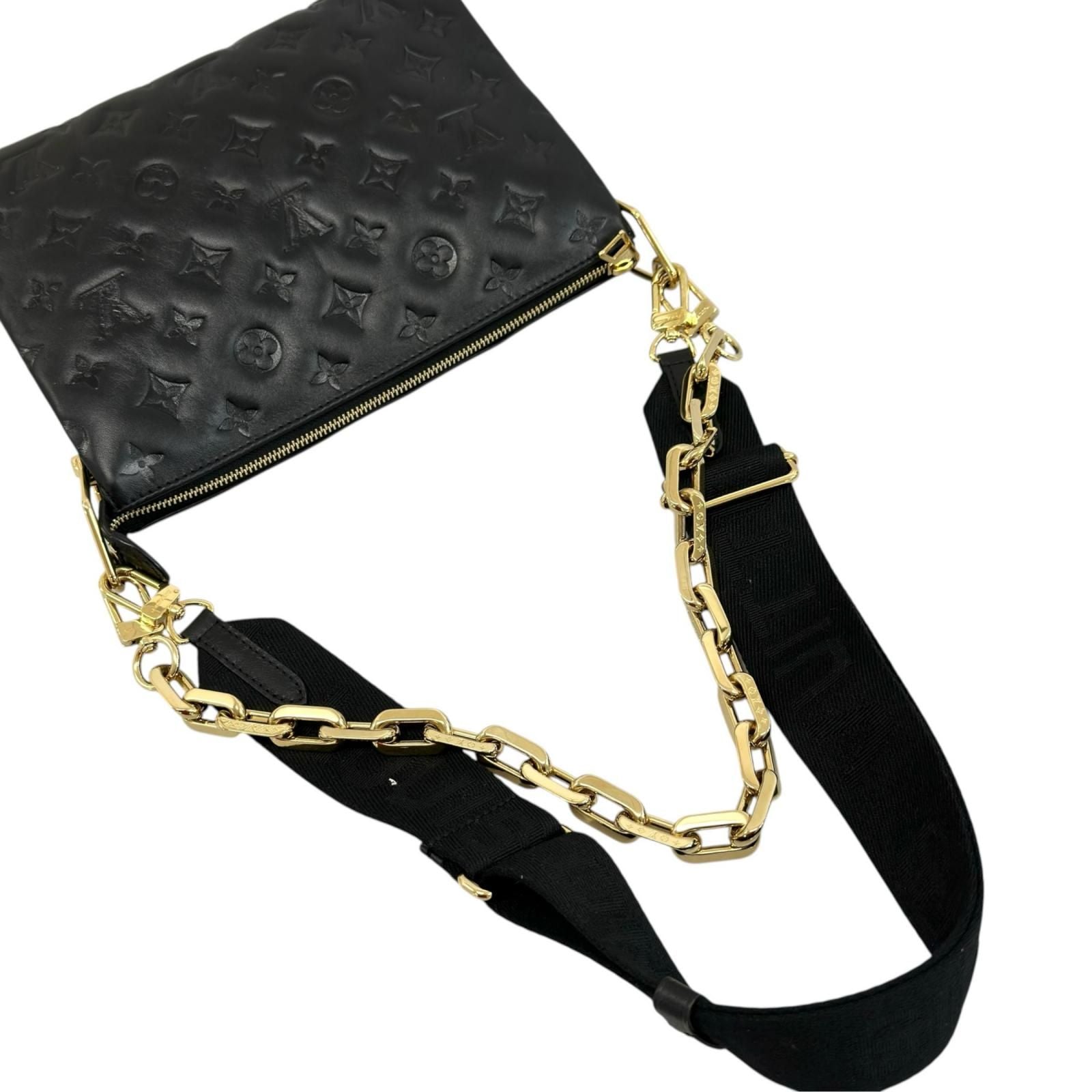 Louis Vuitton Coussin PM Shoulder Bag Black Monogram Embossed — view 5