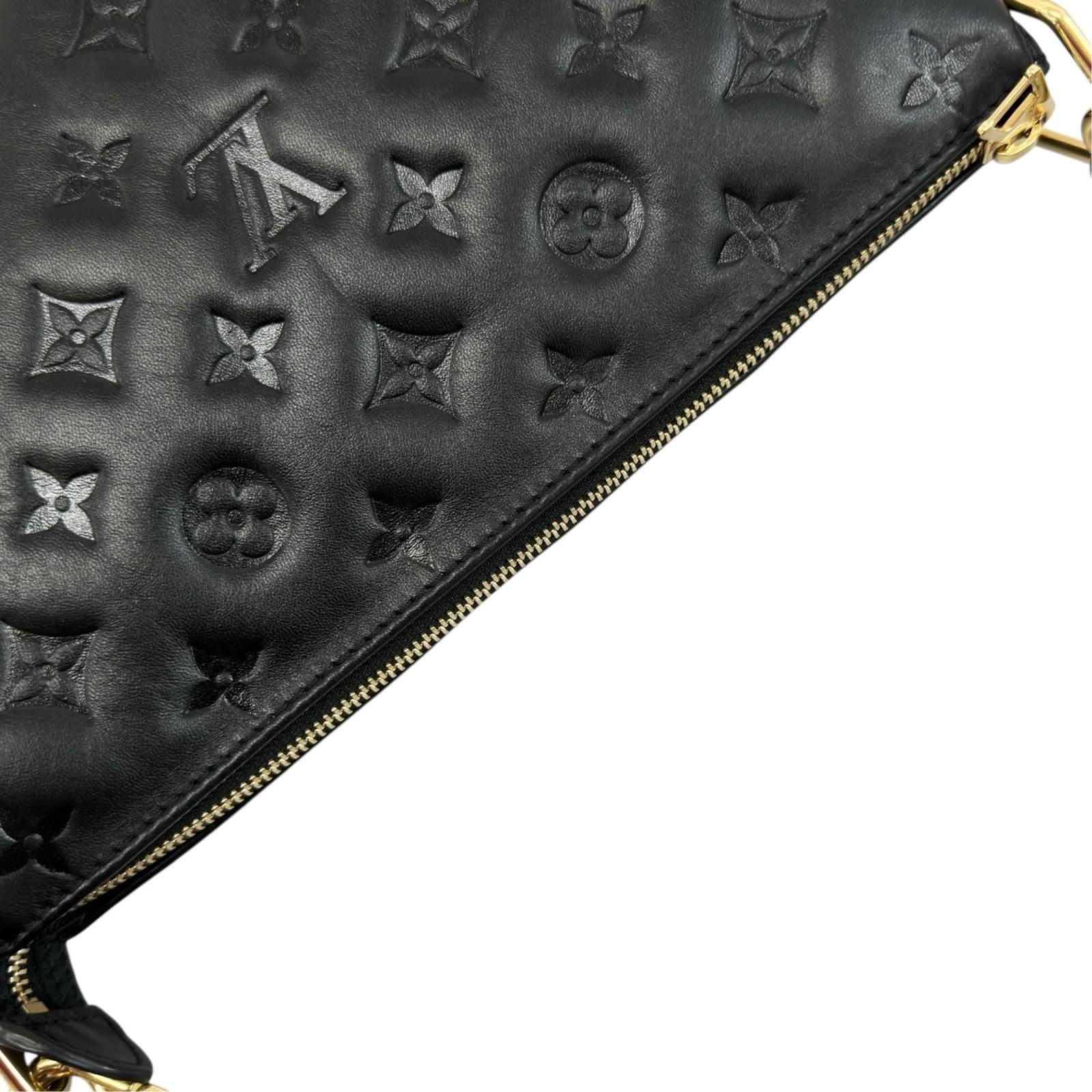 Louis Vuitton Coussin PM Shoulder Bag Black Monogram Embossed — view 6