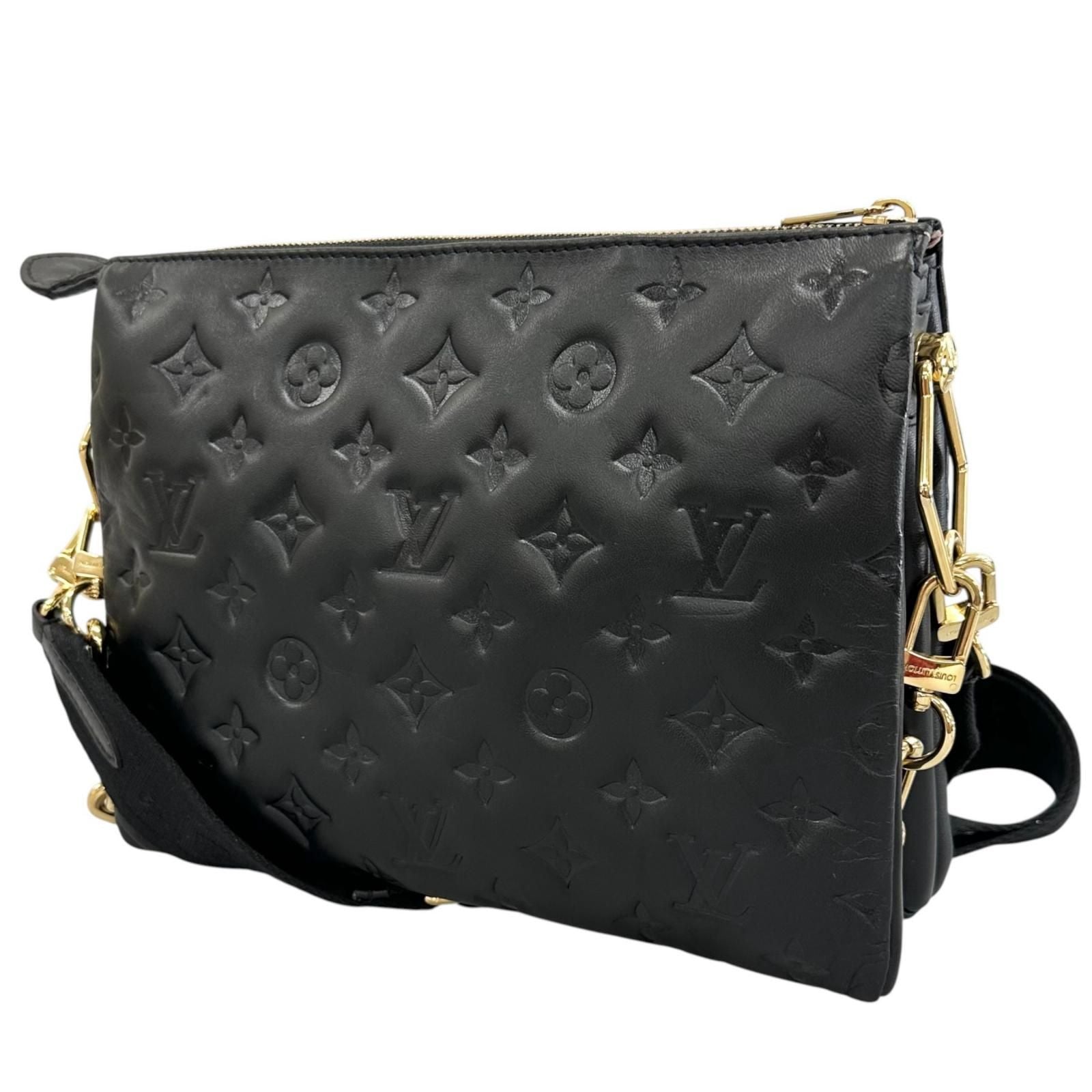 Louis Vuitton Coussin PM Shoulder Bag Black Monogram Embossed — view 2