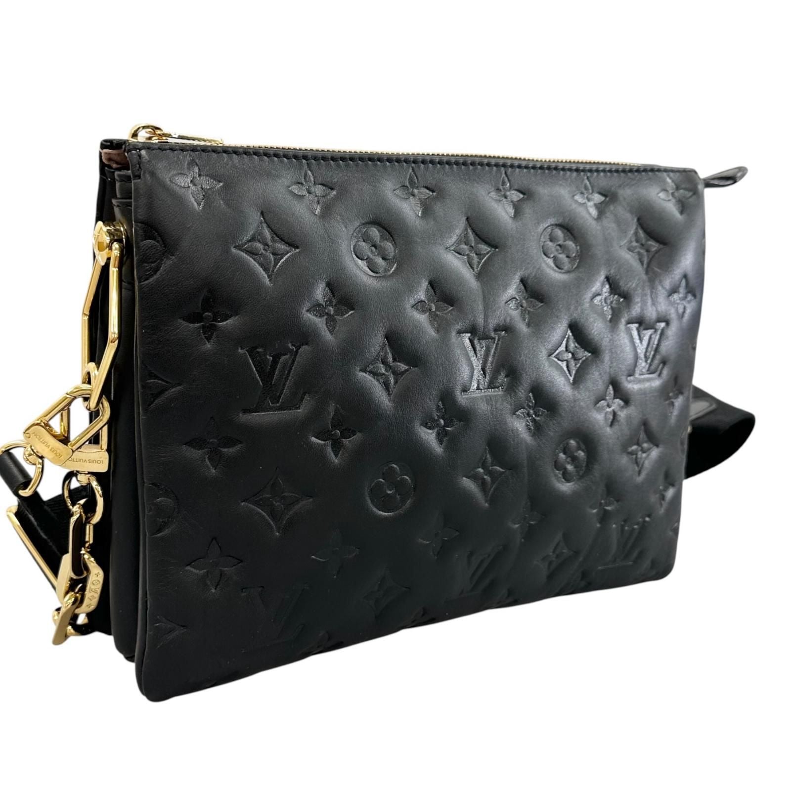 Louis Vuitton Coussin PM Shoulder Bag Black Monogram Embossed — view 3
