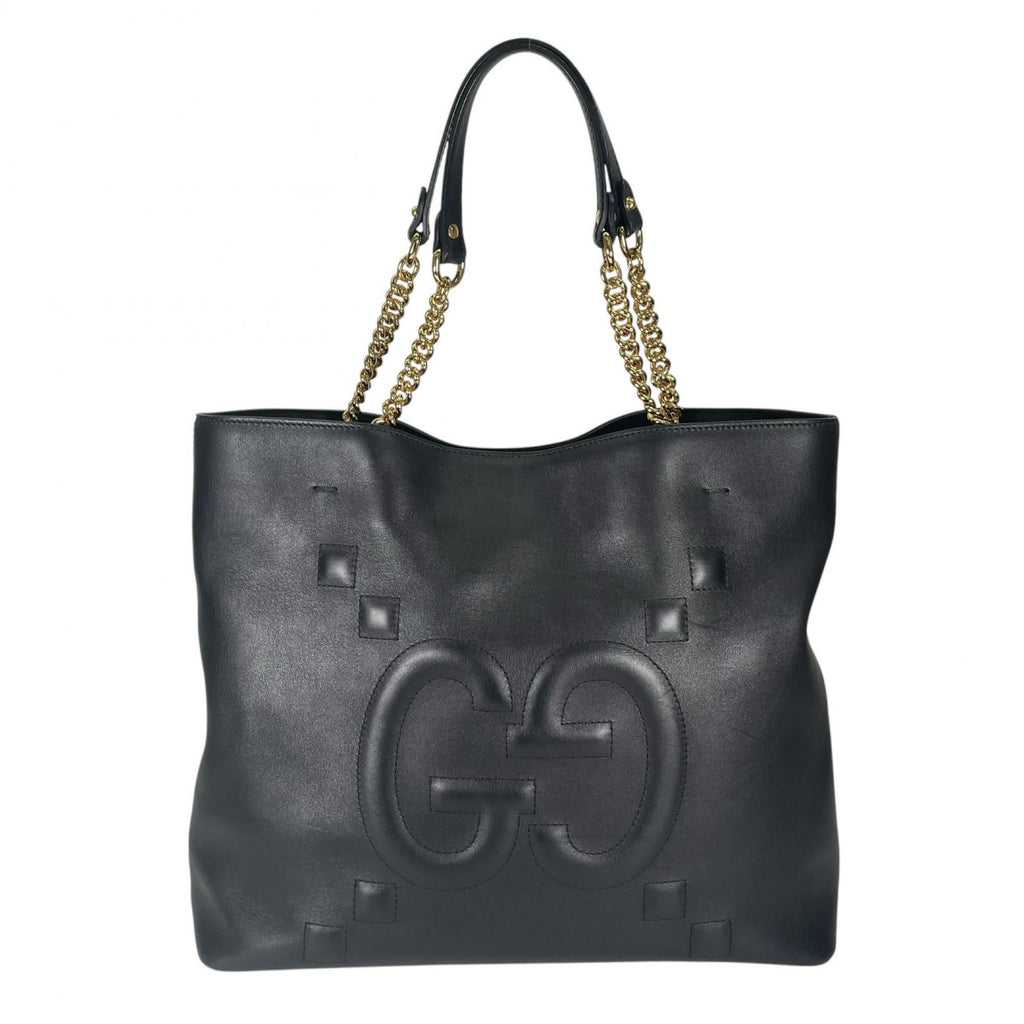 Gucci GG Embossed Tote Bag Leather Black