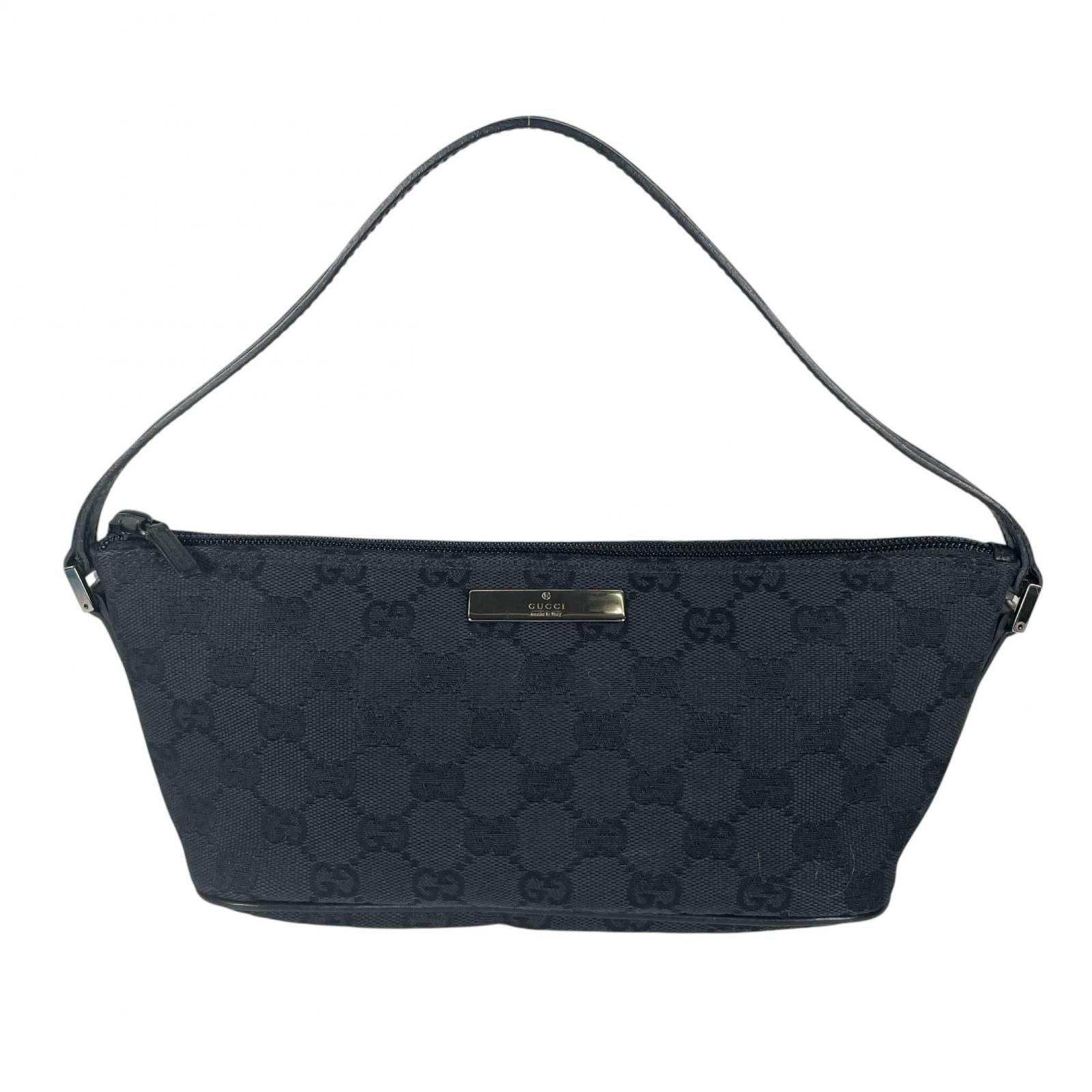 Gucci Pouch Handbag GG Canvas Black