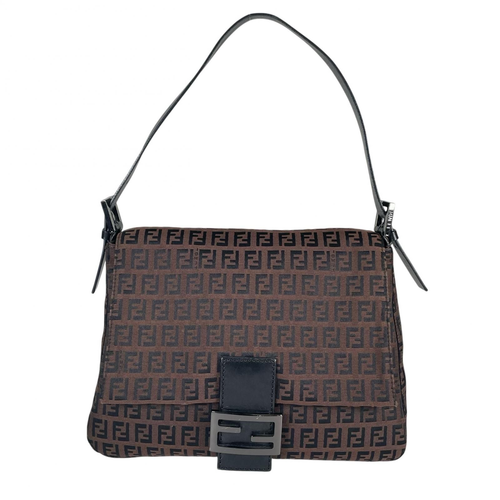 Fendi Mamma Baguette Handbag Canvas Brown