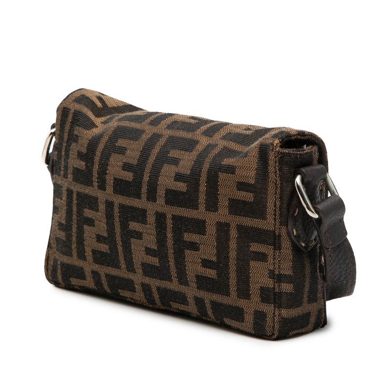 Fendi Selleria Zucca Crossbody Shoulder Bag Brown Canvas Leather — view 2