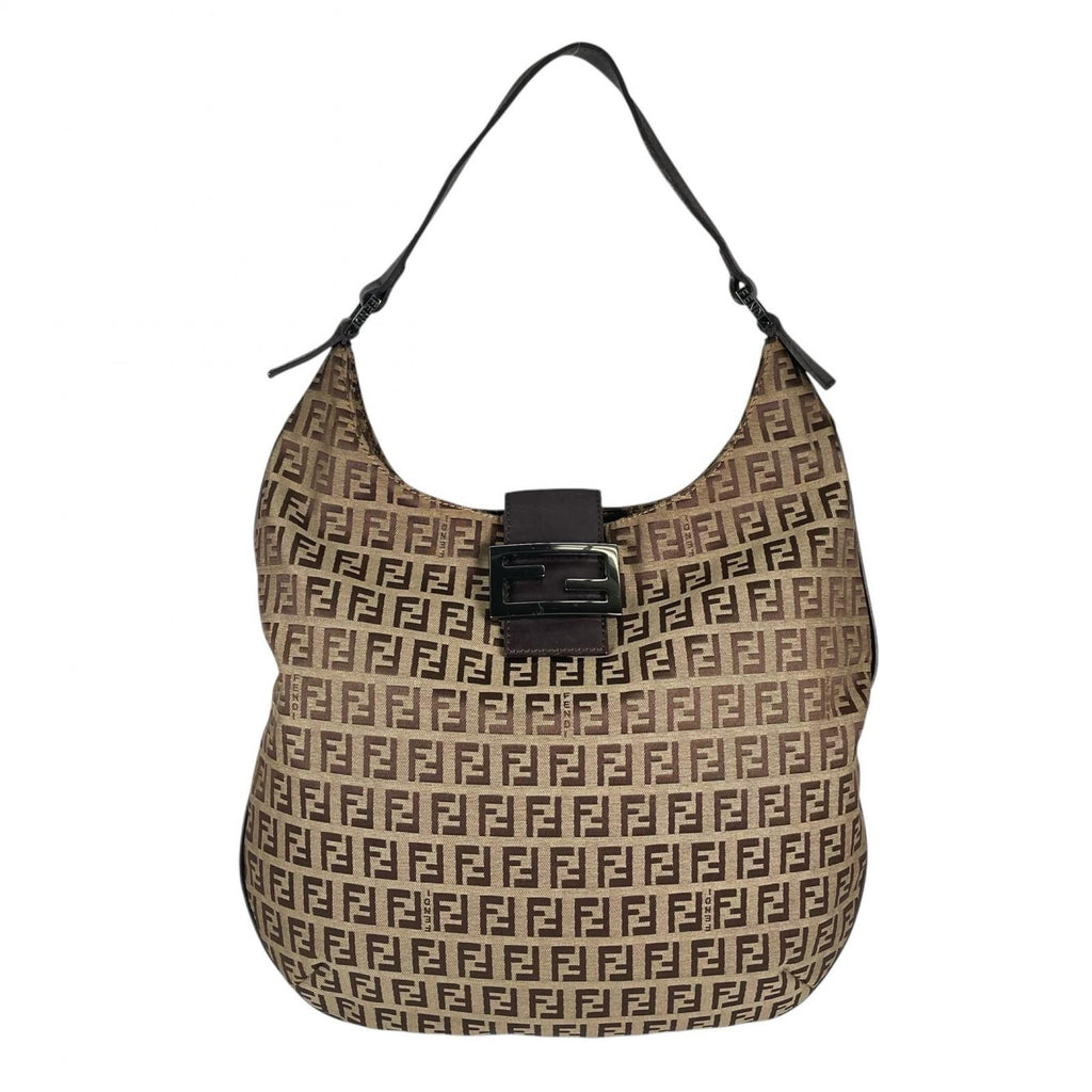 Fendi Zucchino Handbag Canvas Beige