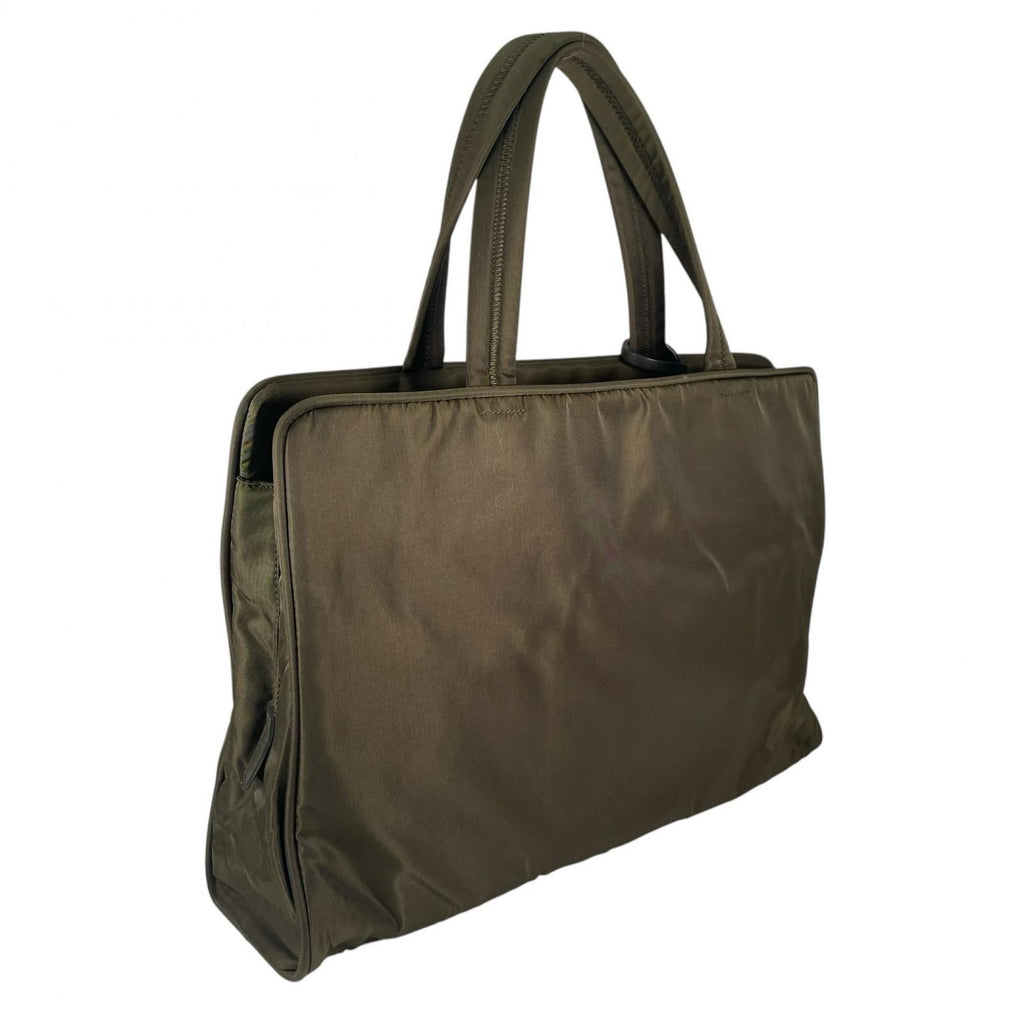 Prada Triangle Logo Handbag Nylon Khaki — view 3