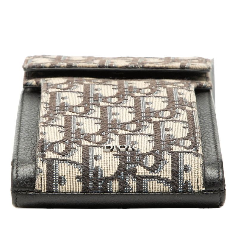 Dior Oblique Shoulder Bag Pochette Beige Navy Black Canvas Leather — view 3