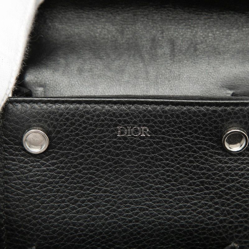 Dior Oblique Shoulder Bag Pochette Beige Navy Black Canvas Leather — view 6