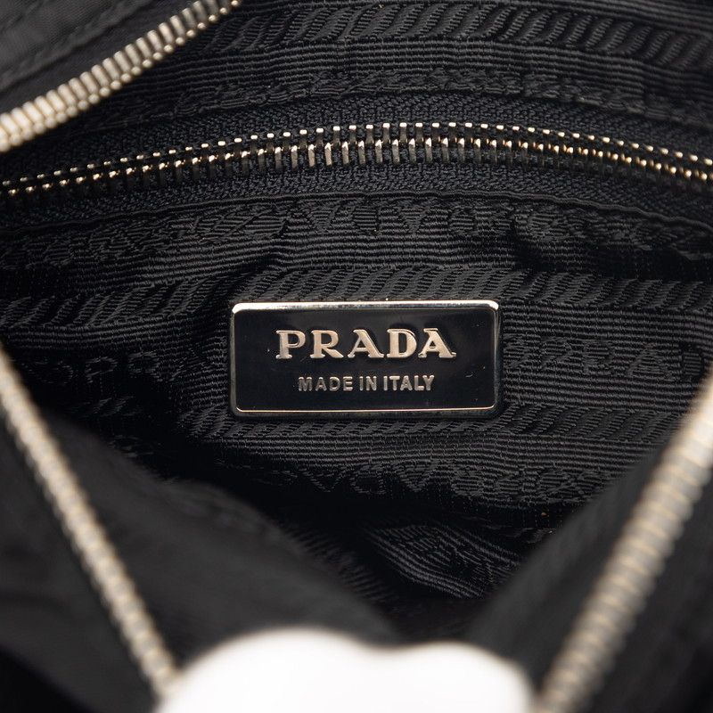 Prada Triangle Logo Preto Vera Pocono Shoulder Bag Black Tessuto Nylon Saffiano — view 5