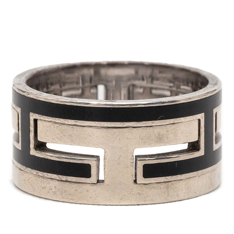 Hermes Mubouche Ring 52 Black Silver — view 2