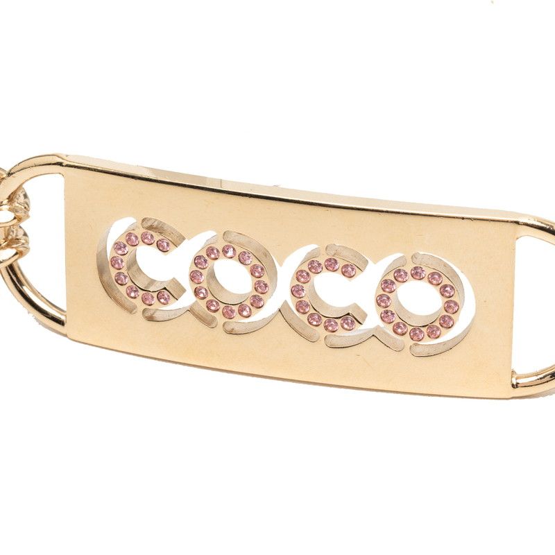 Chanel CC Logo Chain Belt Gold Pink Plated Rhinestone — view 2